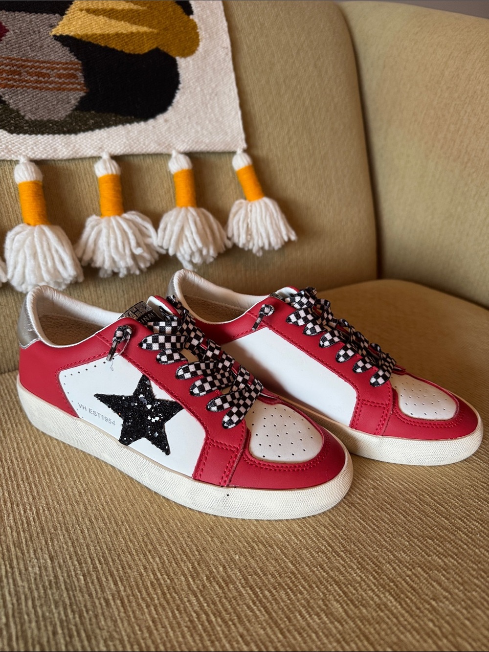 Vintage Havana Red, White & Black Star Sneakers